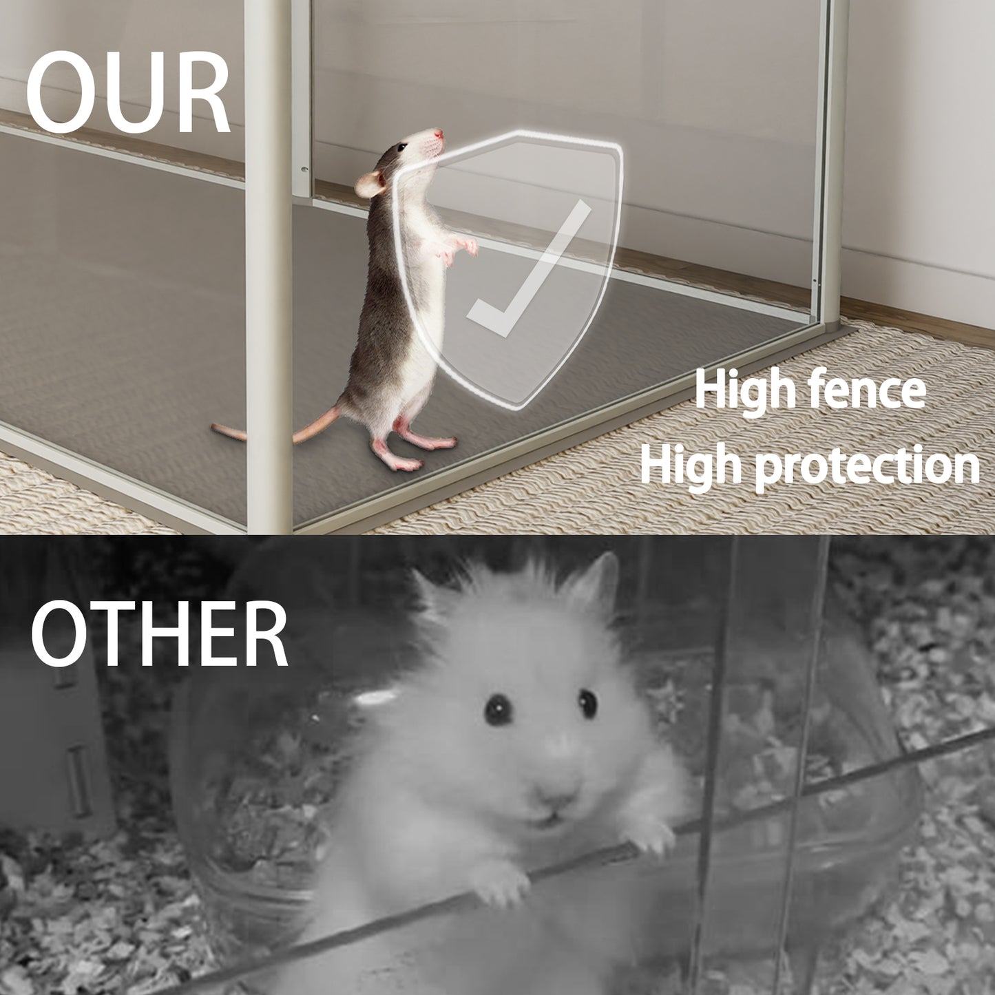 6 Panels Clear Acrylic Playpen Cage Small Animals Guinea Pig Hamster Yard Fence