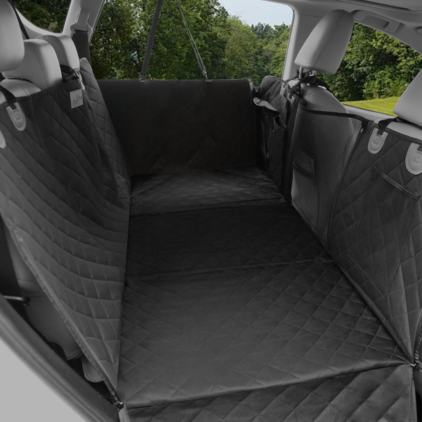 Back Seat Extender for Dogs: Versatile Dog Car Seat Cover for Back Seat with Pockets Hard Bottom - Waterproof, Scratch-Proof Dog Hammock for Cars (Holds 220 lbs)