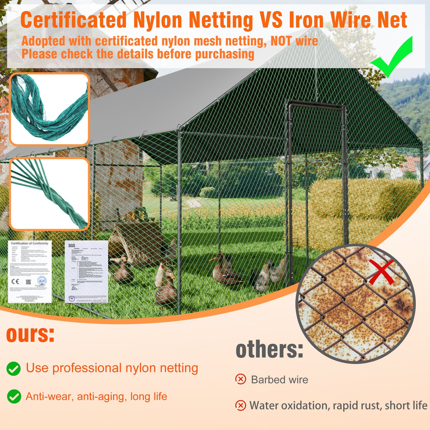 2025 Upgraded Chicken Coop Outdoor Poultry Cage with Oxford Cover High Entrance