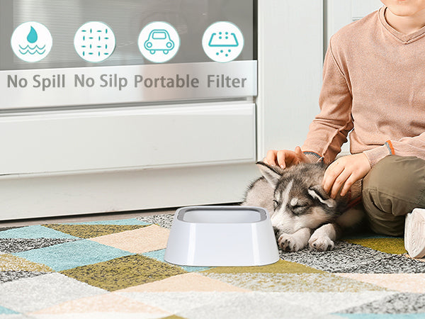 Pet Dog Water Bowl No Spill Splash-free Cat Slow Drinking Bowl with Waterproof Mat