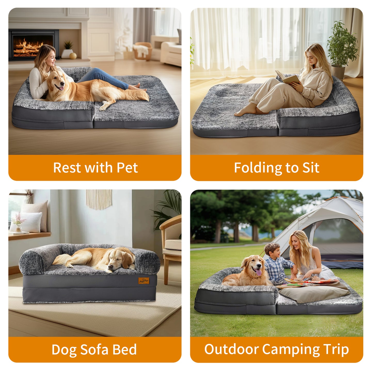 2025 Large Human Dog Bed with 10cm Thick Sponge, Giant Pet Bed with U Shape Pillow for Adult, Removable and Washable Cover Grey