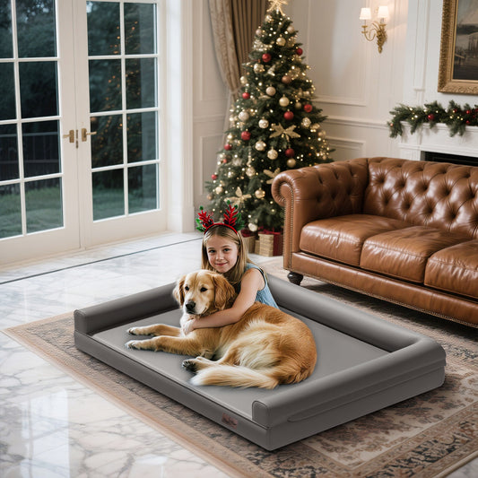 Large Orthopedic Dog Bed Pet Sofa Couch Memory Foam Waterproof Cover Bed Gray