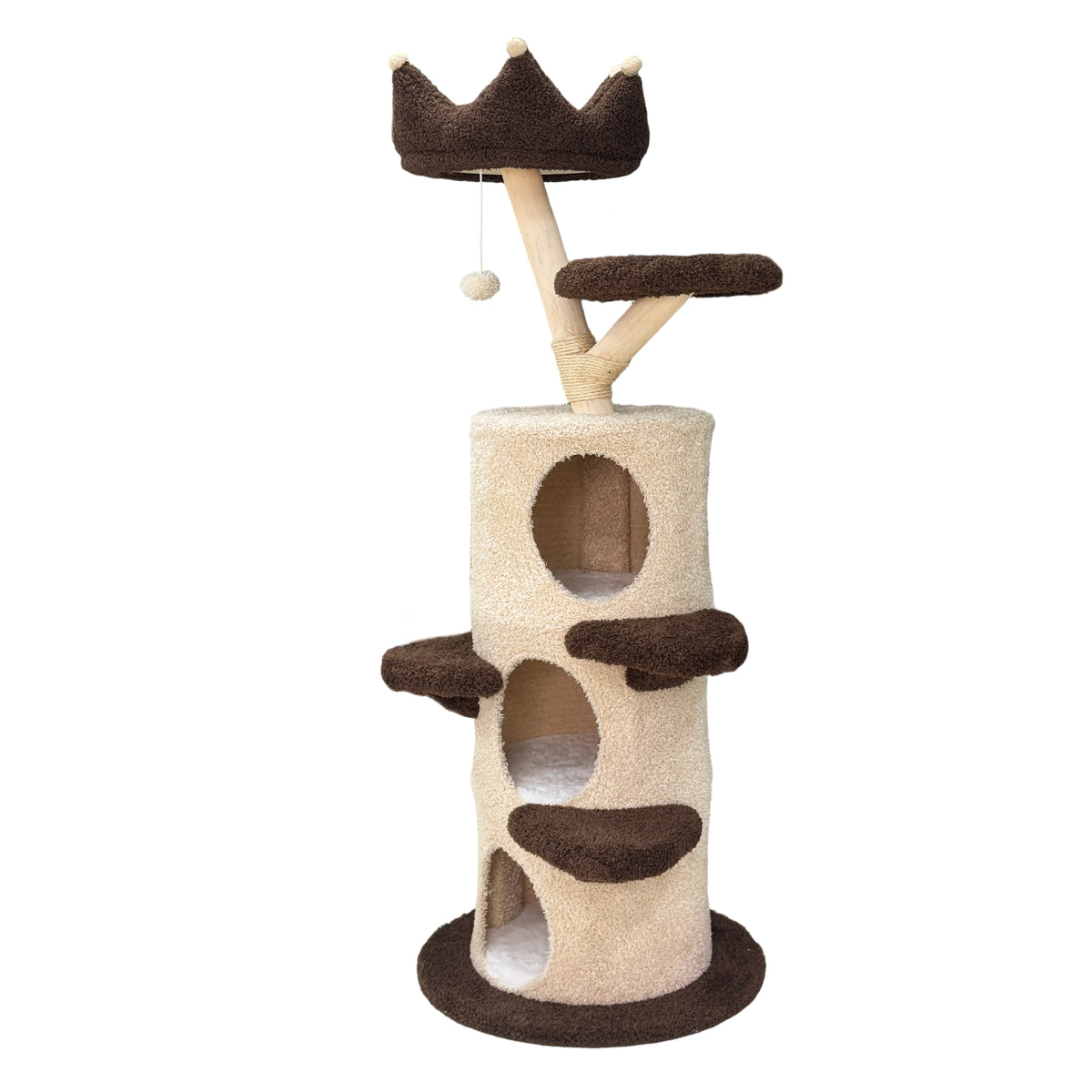 Modern Cat Tree with Cream & Brown Design, Large Cat Tree Multi-Level Tower, Cat Tree for Multiple Cats, Spacious Tree Trunk Cat Condo, Pet Furniture Gift
