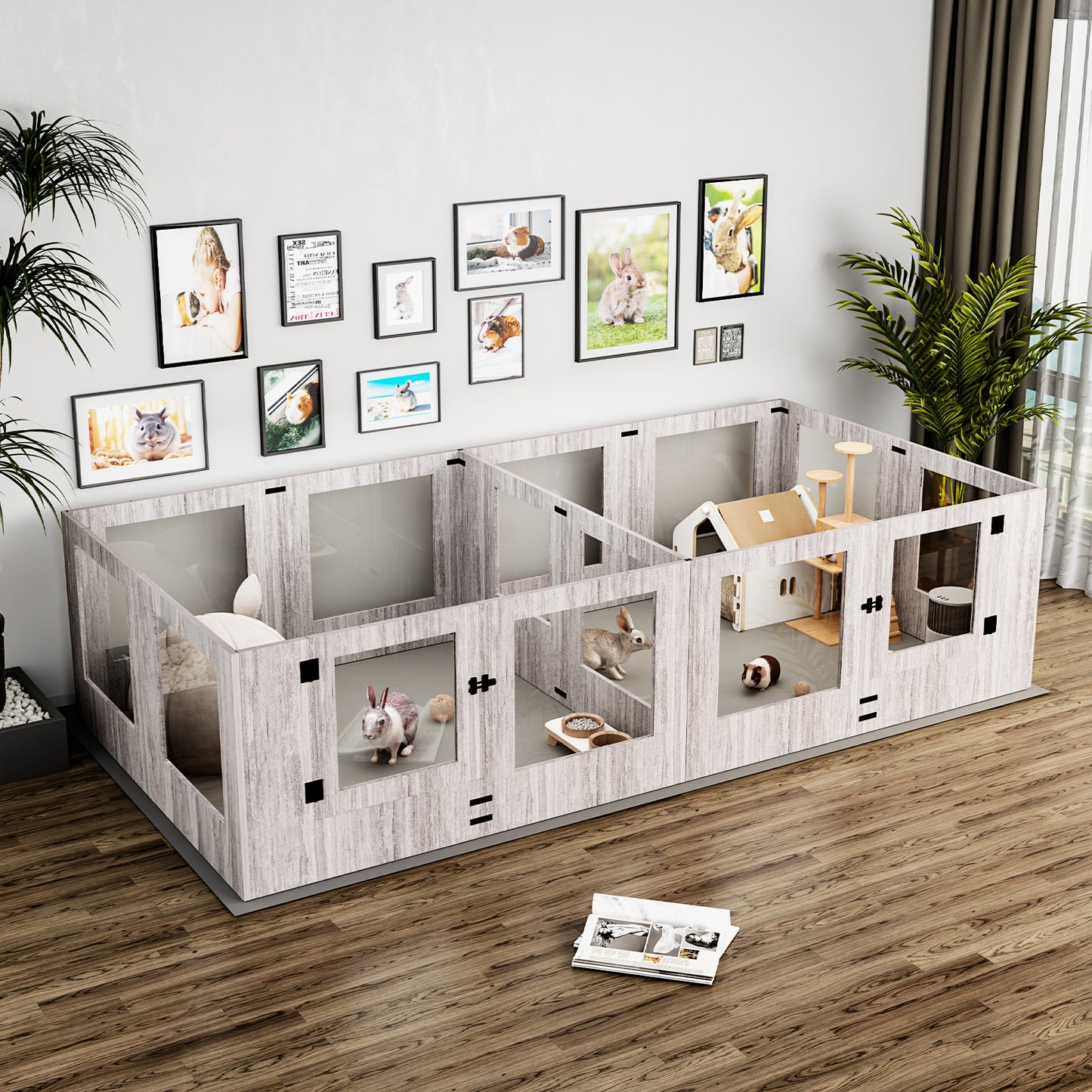 Tempered Glass Dog Playpen: Indoor Pet Whelping Pen Box Protective Ledge Inside Dog Playpen for Newborn Puppies