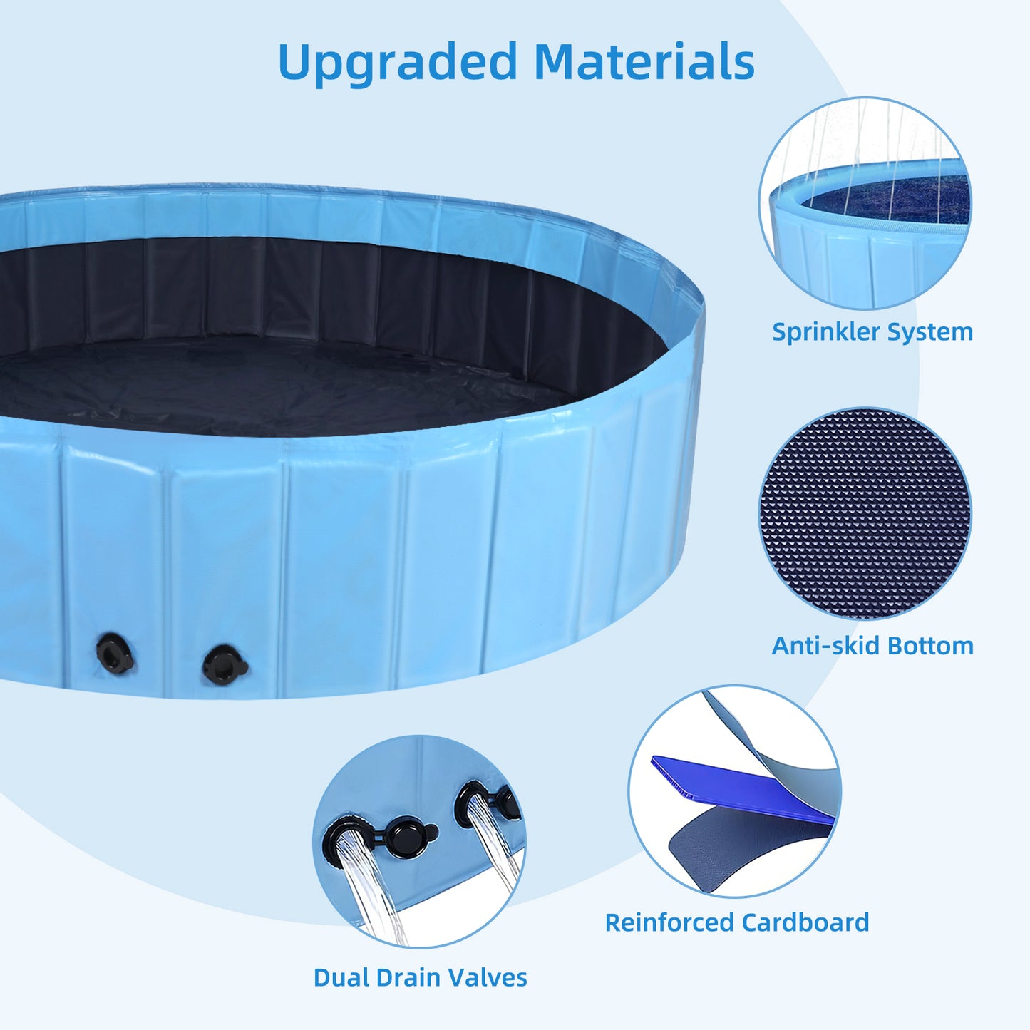 Dog Swimming Pool: Heavy Collapsible Dog Pet Swimming Pool with Spray Sprinkler Pet Bathing Tub for Outside Backyards, Kids Pets Dogs Cats