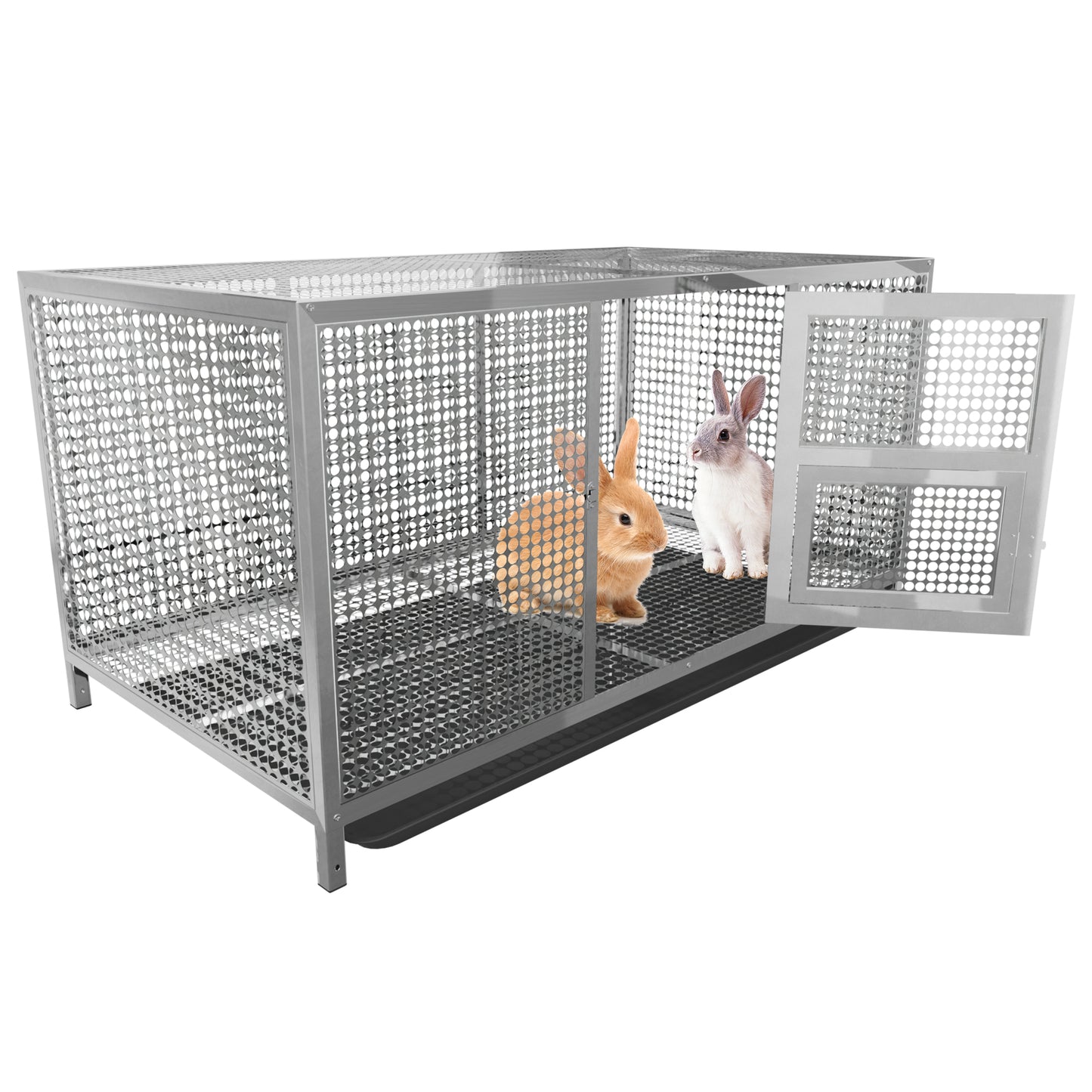 2025 Stainless Steel Chicken Coop, 43.3x23.6x23.6 Inch Elevated Metal Cage for Rabbits, Ducks, Pigeons, with Waterproof Cover