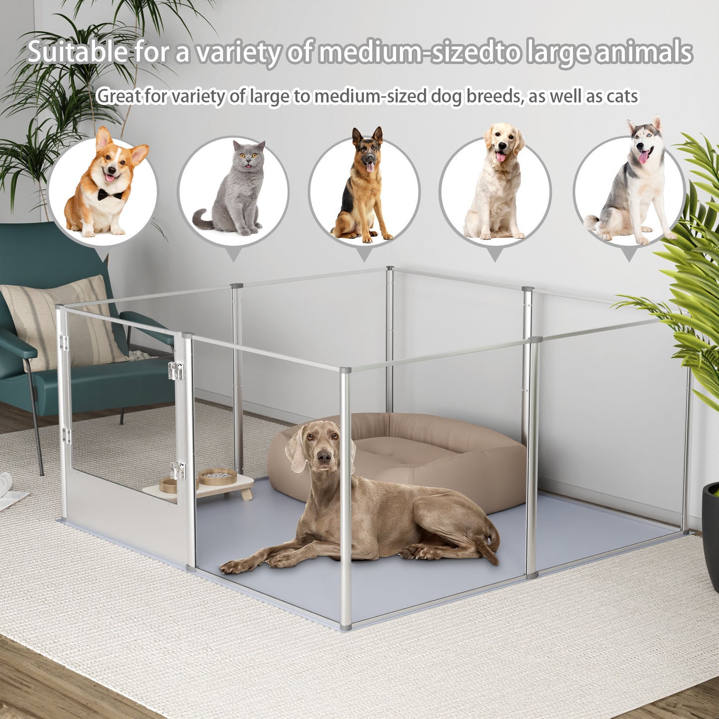Acrylic Dog Playpen Fence: Indoor Pet Whelping Pen Box Dog Playpen Kennel 32in Taller with Waterproof Fertility Pad for Puppies, Rabbits, Guinea Pig