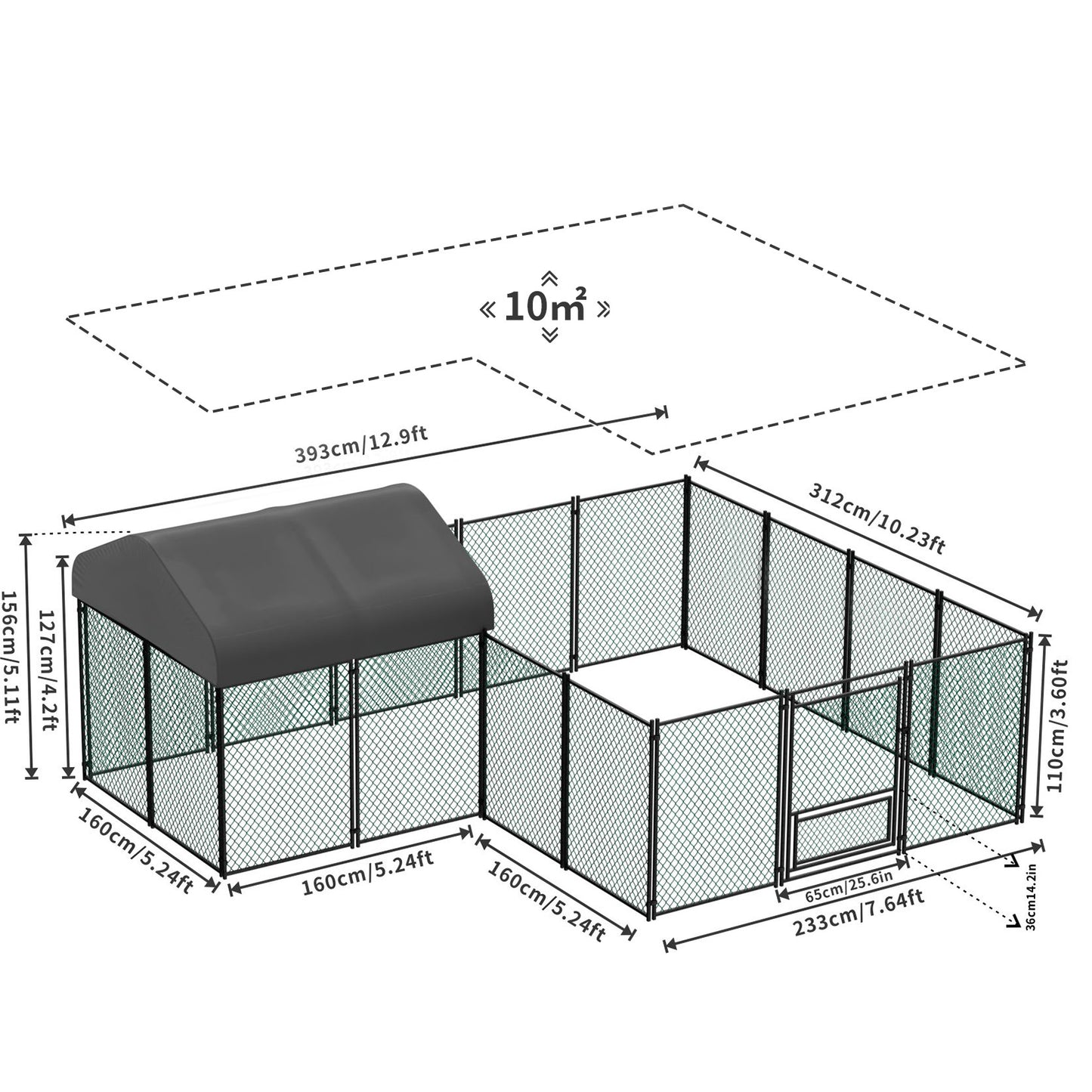Walk-in Poultry Chicken Coop,Duck Goose Fence with Waterproof and UV Cover,Large Metal Hen House for Outdoor,Farm 12.9x10.2x5.1ft