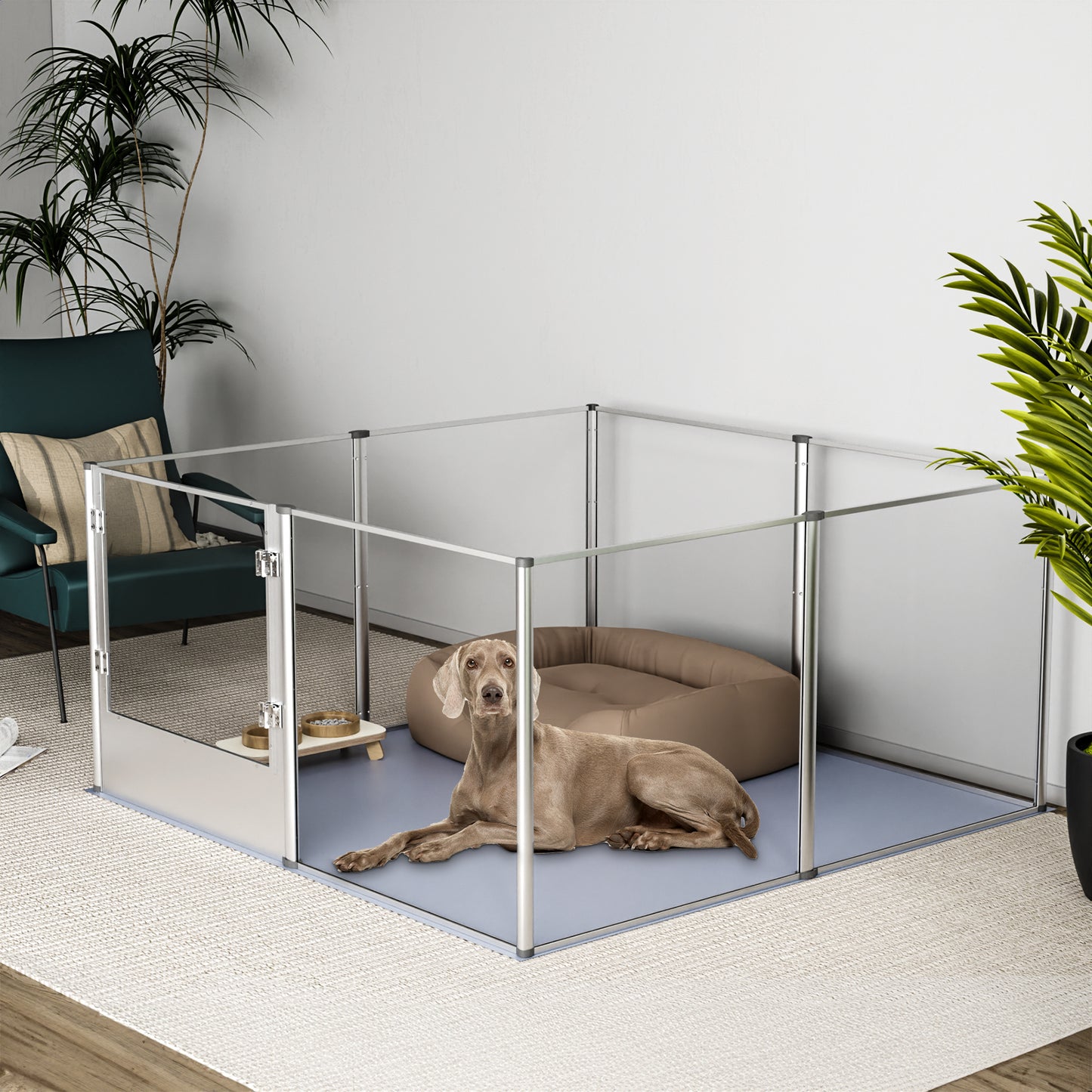 Acrylic Dog Playpen Fence: Indoor Pet Whelping Pen Box Dog Playpen Kennel 32in Taller with Waterproof Fertility Pad for Puppies, Rabbits, Guinea Pig