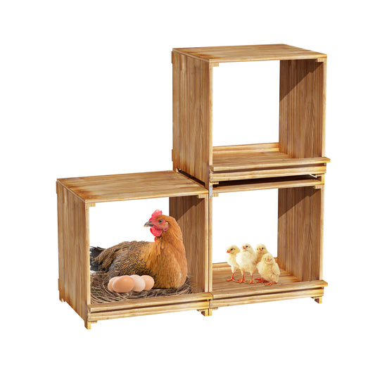 Nesting Boxes for Chickens: 3-Compartment Pine Wood Chicken Nesting Box Poultry Farms for Eggs Laying, Preventing Egg Falls