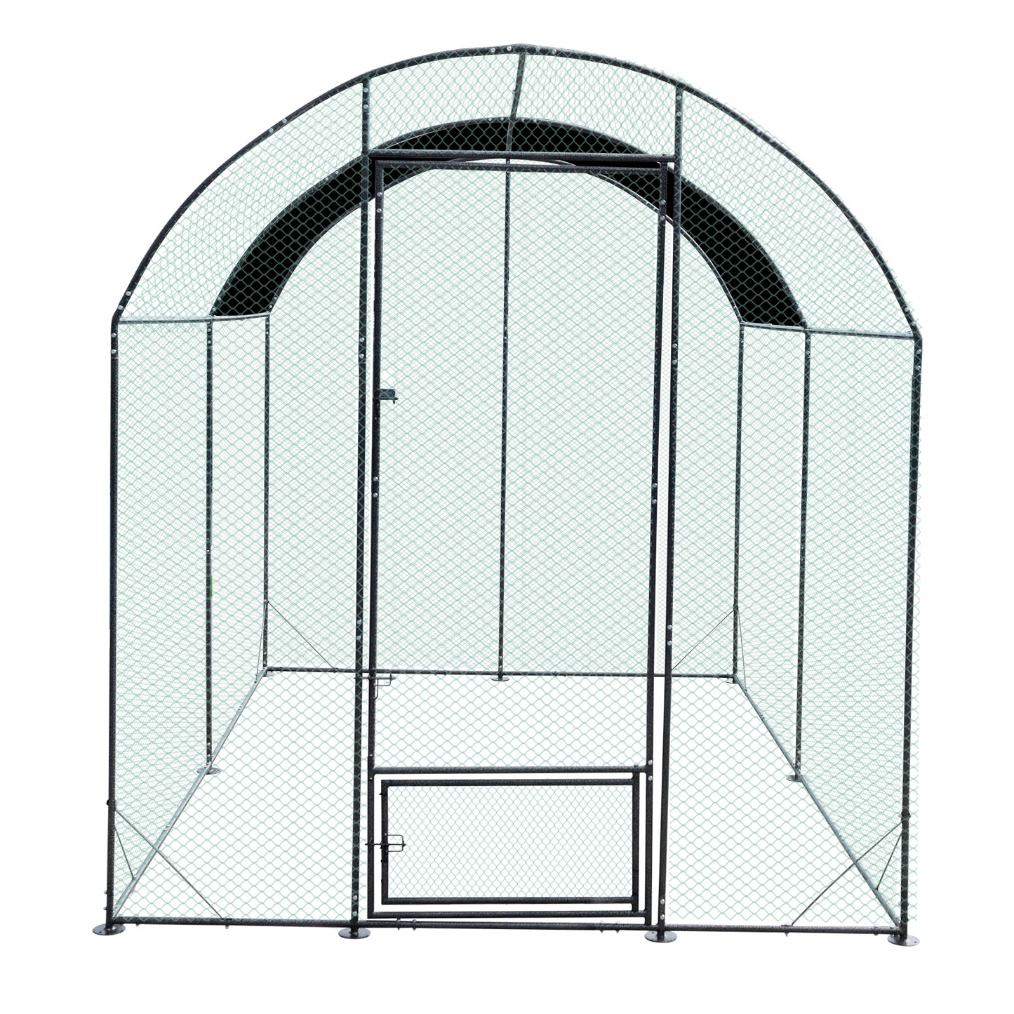 Walk in Chicken Coop Run, Large Metal Chicken Coop with Roof Cover, Outdoor Chicken Pens with Top, Heavy Duty Steel Poultry Enclosure for Backyard Farm