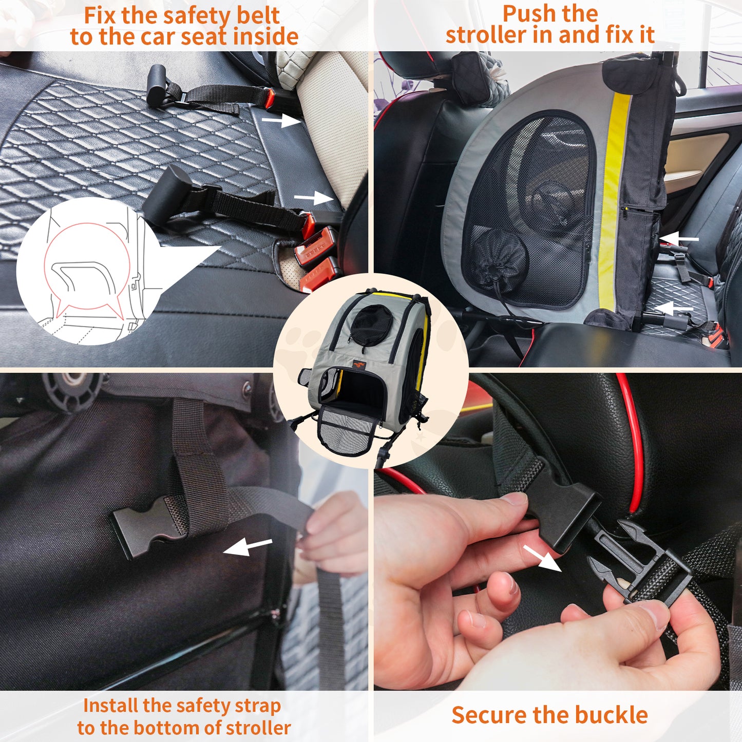 Pet Travel Stroller: 2 in 1 Dog Stroller Pushchair Car Seat Travel Carrier w/ Detachable Handle Convertible Pet Booter Seat for Small Dogs and Cats
