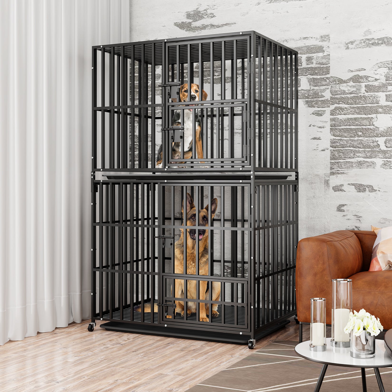 Stackable Dog Cage: Heavy Metal Dog Kennel Square Tube Cage with