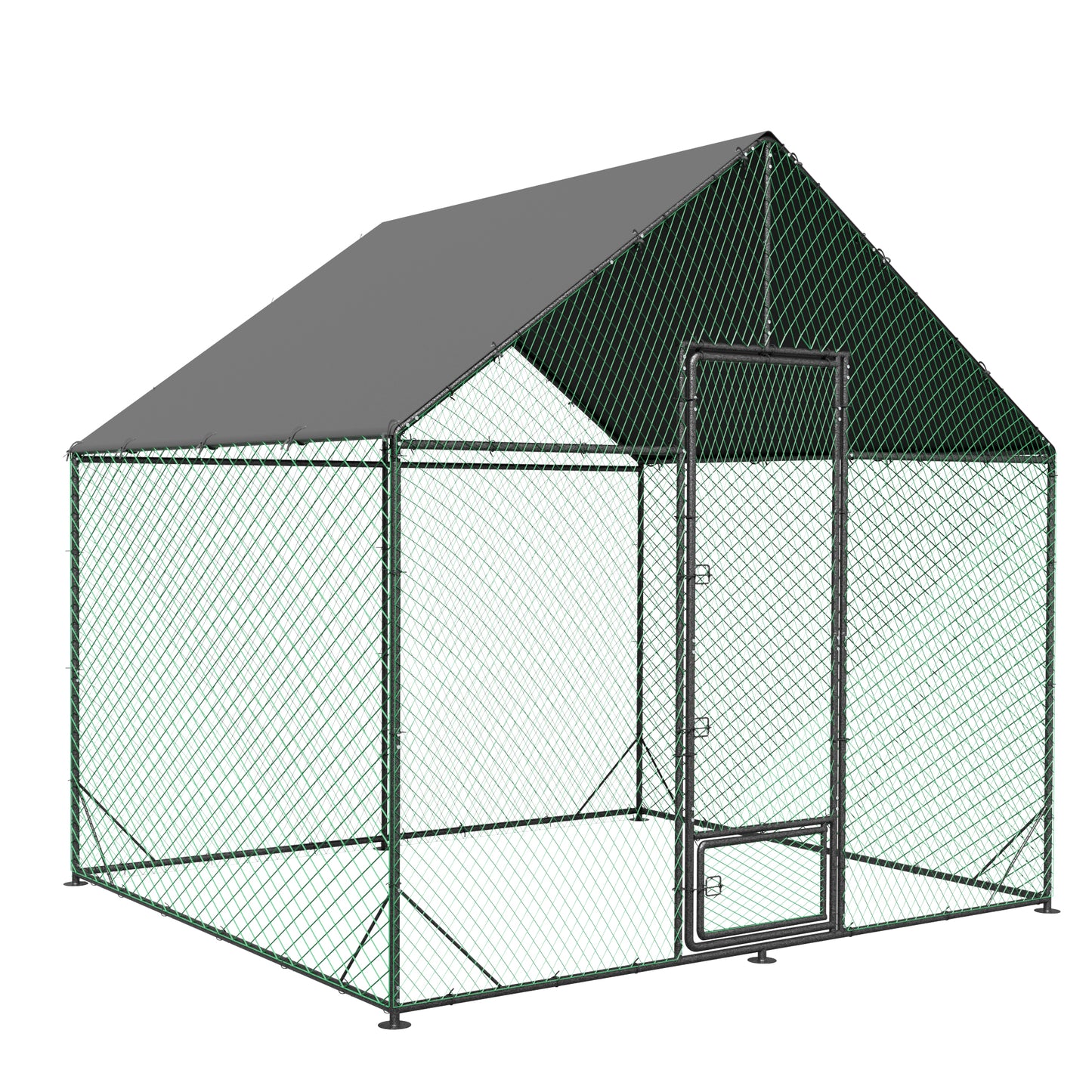 Large Outdoor Chicken Coop: Outdoor Metal Chicken Coop Walk-in Poultry Cage Run Cage with Silver Powder Coating Painted Tubes, Water Resistant Cover for Backyard