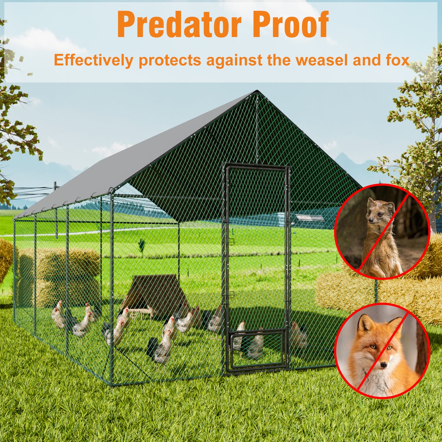 2025 Upgraded Chicken Coop Outdoor Poultry Cage with Oxford Cover High Entrance