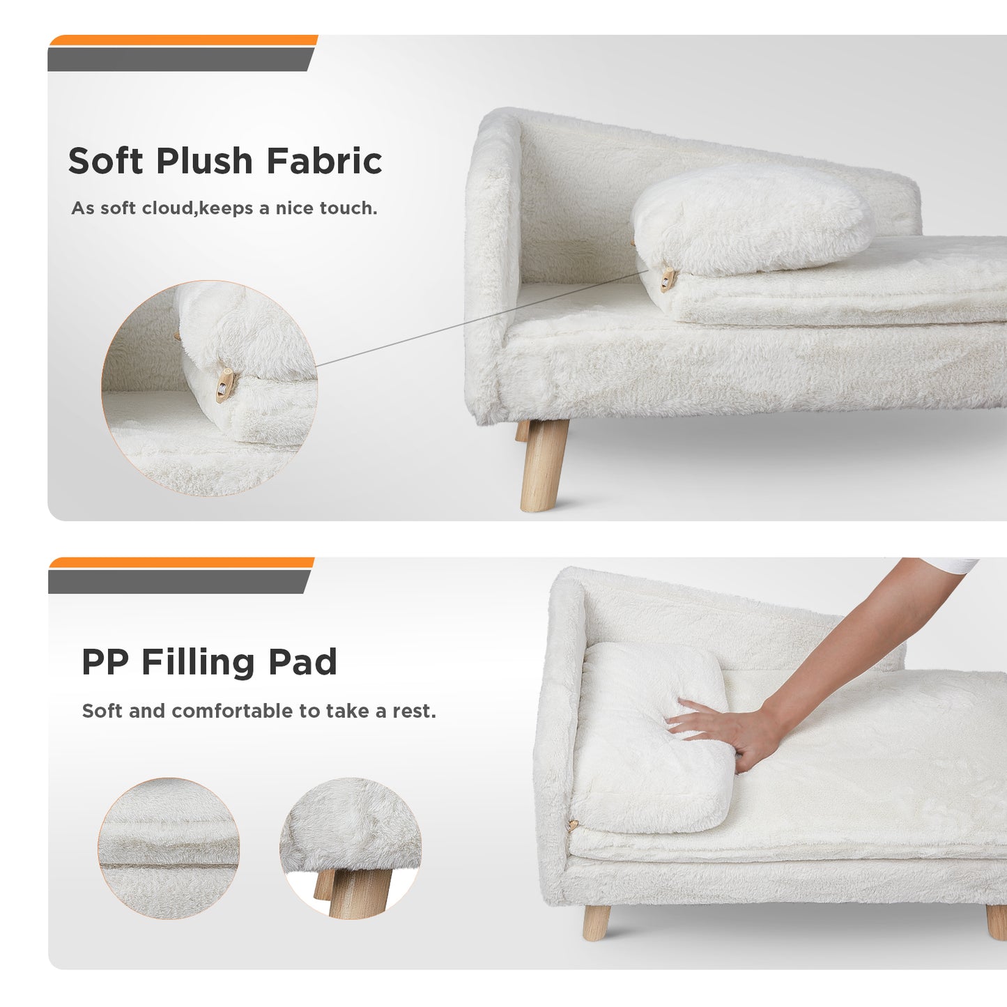 BingoPaw dog couch stool features good looking appearance, you gonna love it when you see it. It gives you style and your pets comfort. L shape open space, therefore puppy can stretch out and while sleeping without limit. It keeps pets off the cold ground to keep them secure and healthy