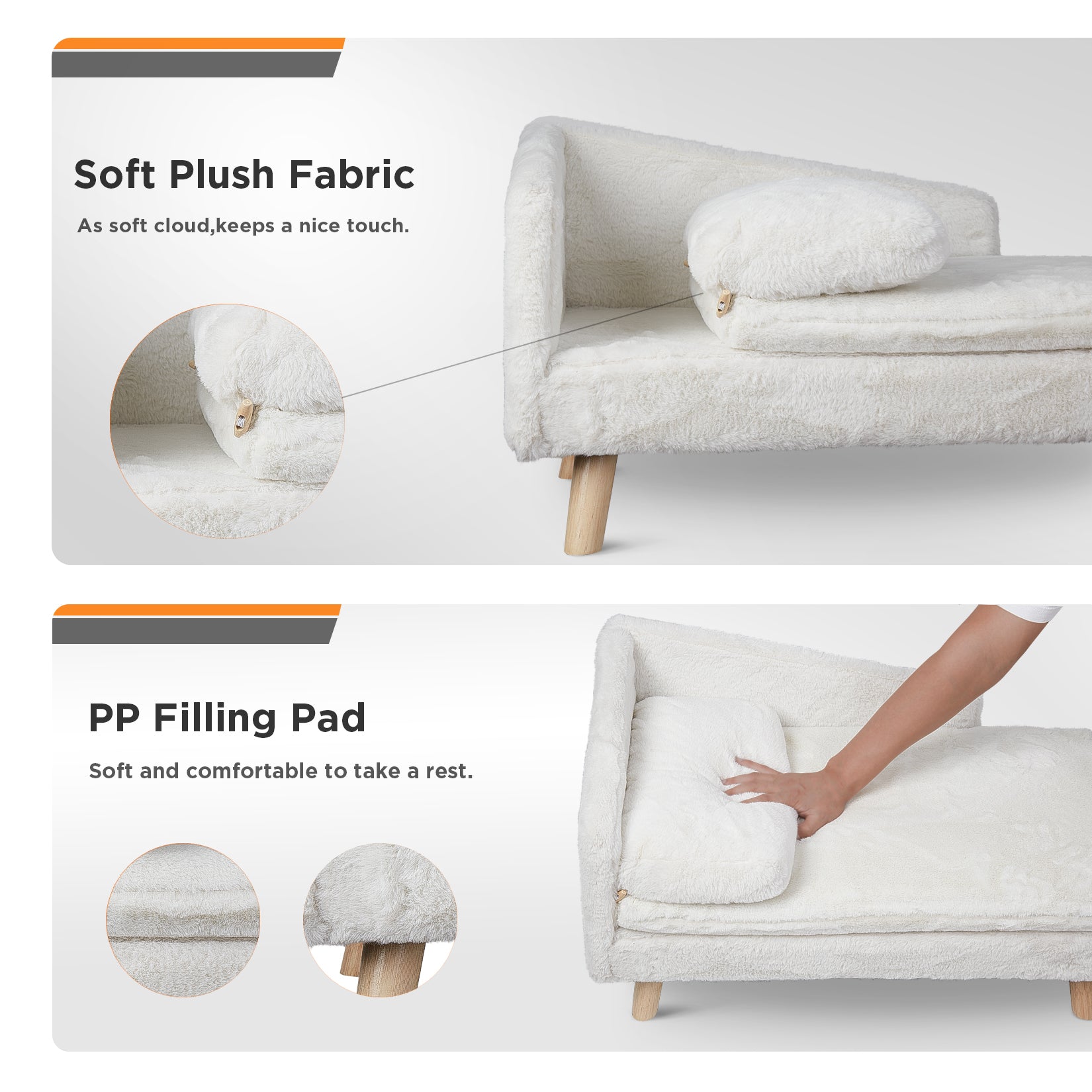 BingoPaw dog couch stool features good looking appearance, you gonna love it when you see it. It gives you style and your pets comfort. L shape open space, therefore puppy can stretch out and while sleeping without limit. It keeps pets off the cold ground to keep them secure and healthy