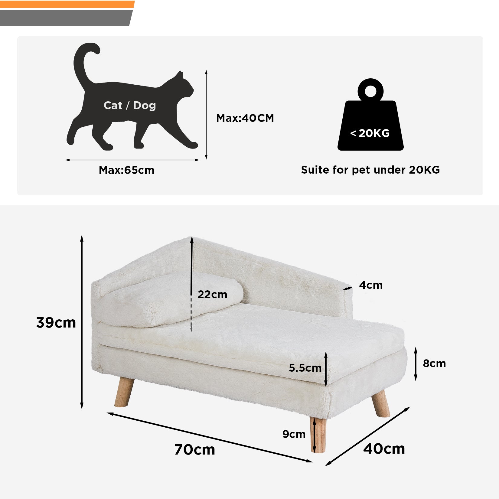 【Get a Warm Winter】The lounge bed comes with a cushion mattress and pillow, all are made of a plush linter fabric that feels smooth and soft, no harmful odors and safe for cute pets, it’ll keep your pets away from cold days, lends themselves to a very cozy and warm winter months. Easy to clean the cover with zippers, waterproof function protects the bed from liquid