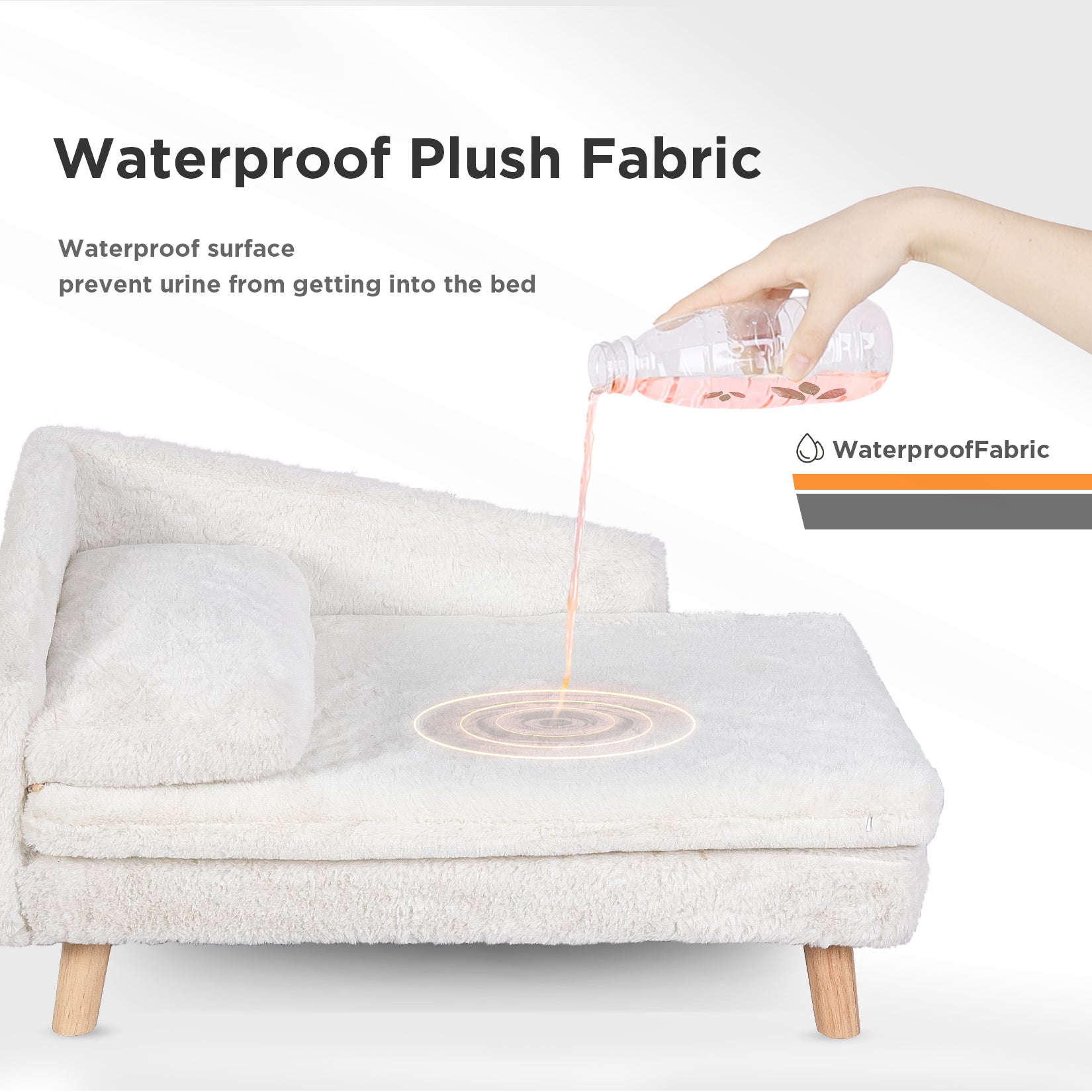 Easily tie pillow to the mattress using elastic band. PP cotton filling gives maximum comfort and coziness. Compared to a typical cat bed, it features a minimalist look and sturdy wood frame. Minimalist beige look gives off style of luxury, adorn home decor.  Solid rubber wood legs support, protect pets off the cold floor, not easy to get sick. Anti-skid foot pads to prevent the floor from being scratching and reduce noise.