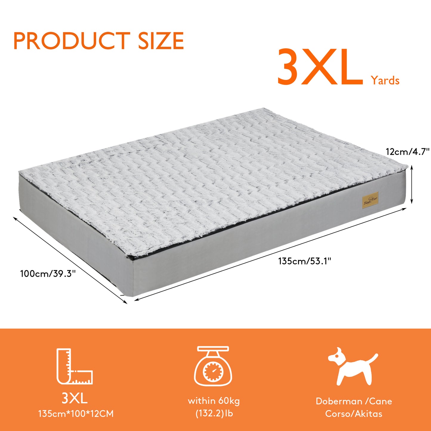 Large Rectangle Orthopedic Dog Pet Bed Supportive Sponge Foam Washable Cover