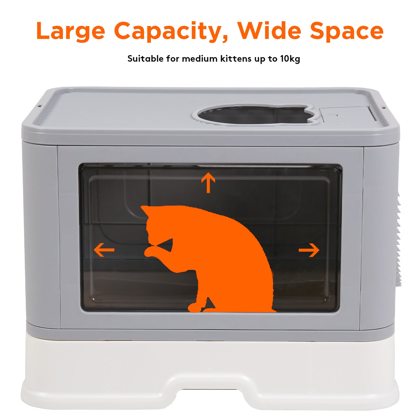 Enclosed Cat Litter Box Front Entry & Top Exit Toilet Boxes Litter Tray Drawer With Massager Litter Scoop for Kittens, Detachable Design
