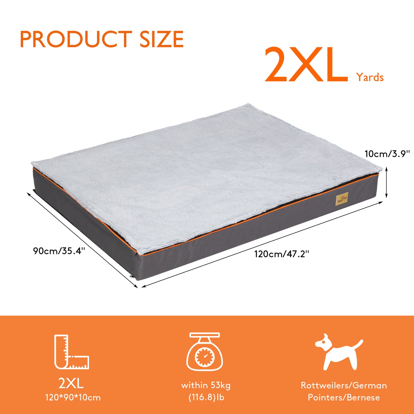 Large Jumbo Soft Orthopedic Dog Bed Pet Kennel Pillow Bed w/ Washable Cover