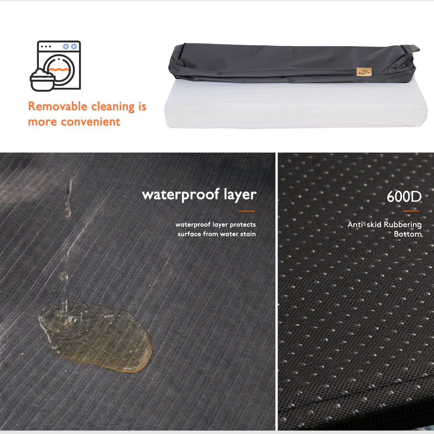 BingoPaw Extra Large Dog Bed Orthopedic Sponge with Washable Cover