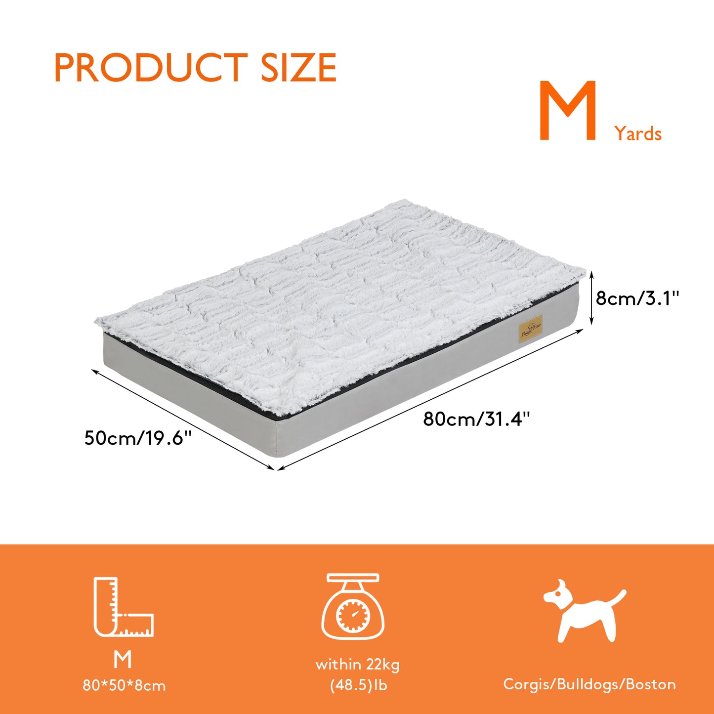 Large Rectangle Orthopedic Dog Pet Bed Supportive Sponge Foam Washable Cover