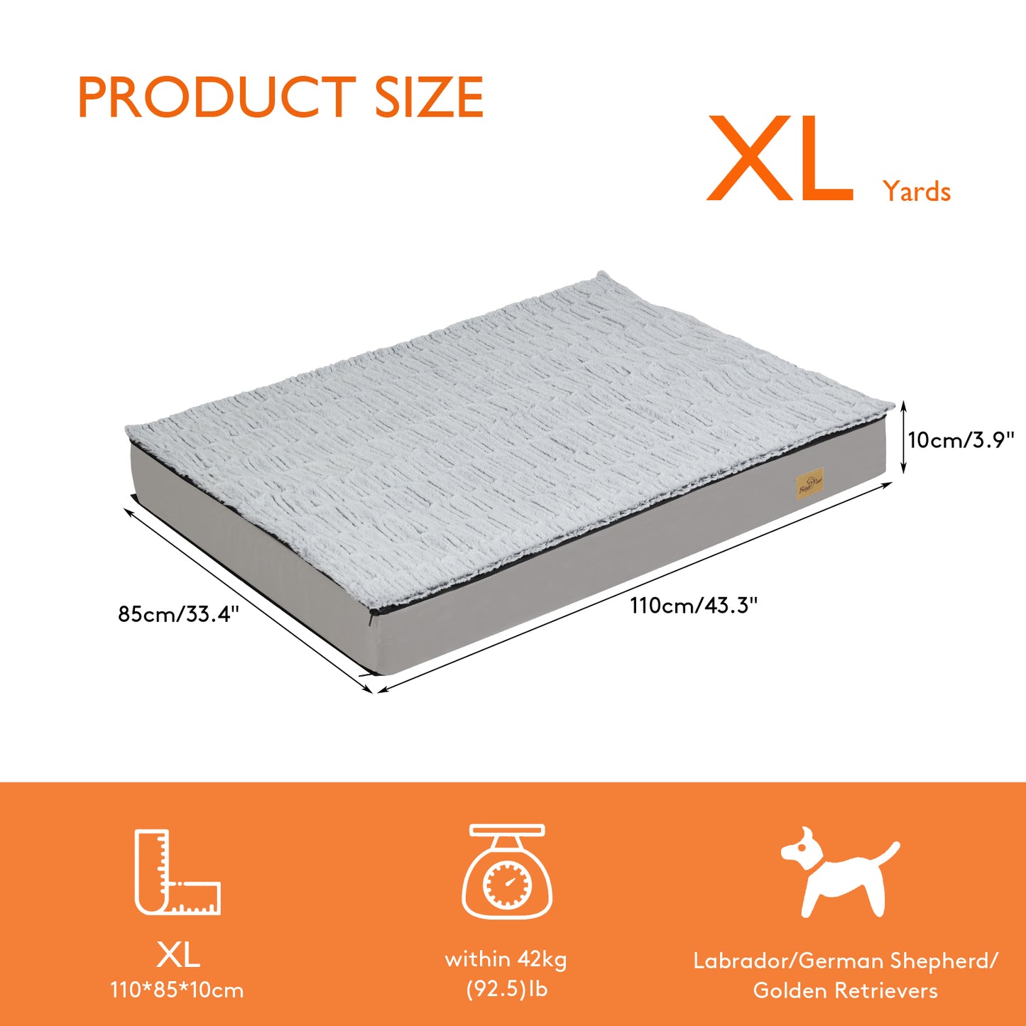 Large Rectangle Orthopedic Dog Pet Bed Supportive Sponge Foam Washable Cover
