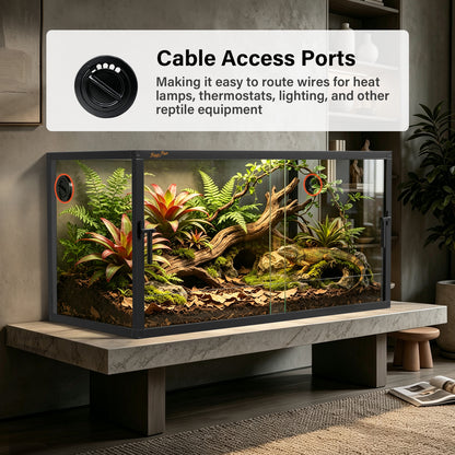 Glass Reptile Tank with Front Opening Doors, Large Stackable Reptile Enclosure for Bearded Dragons, Leak-proof Base and Top Mesh Cover