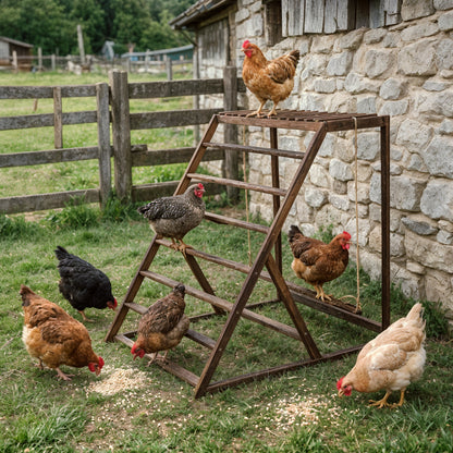 Chicken Playground with Top Platform, Wooden Roosting Bar for Poultry, 36 in Tall Jungle Gym with Balance Swing, Sanded Pine Perches for Backyard Farm Coop