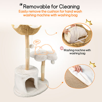 Cat Tree Tower for Indoor Cat Scratching Post Activity Tree Cat Condo Plush Cave