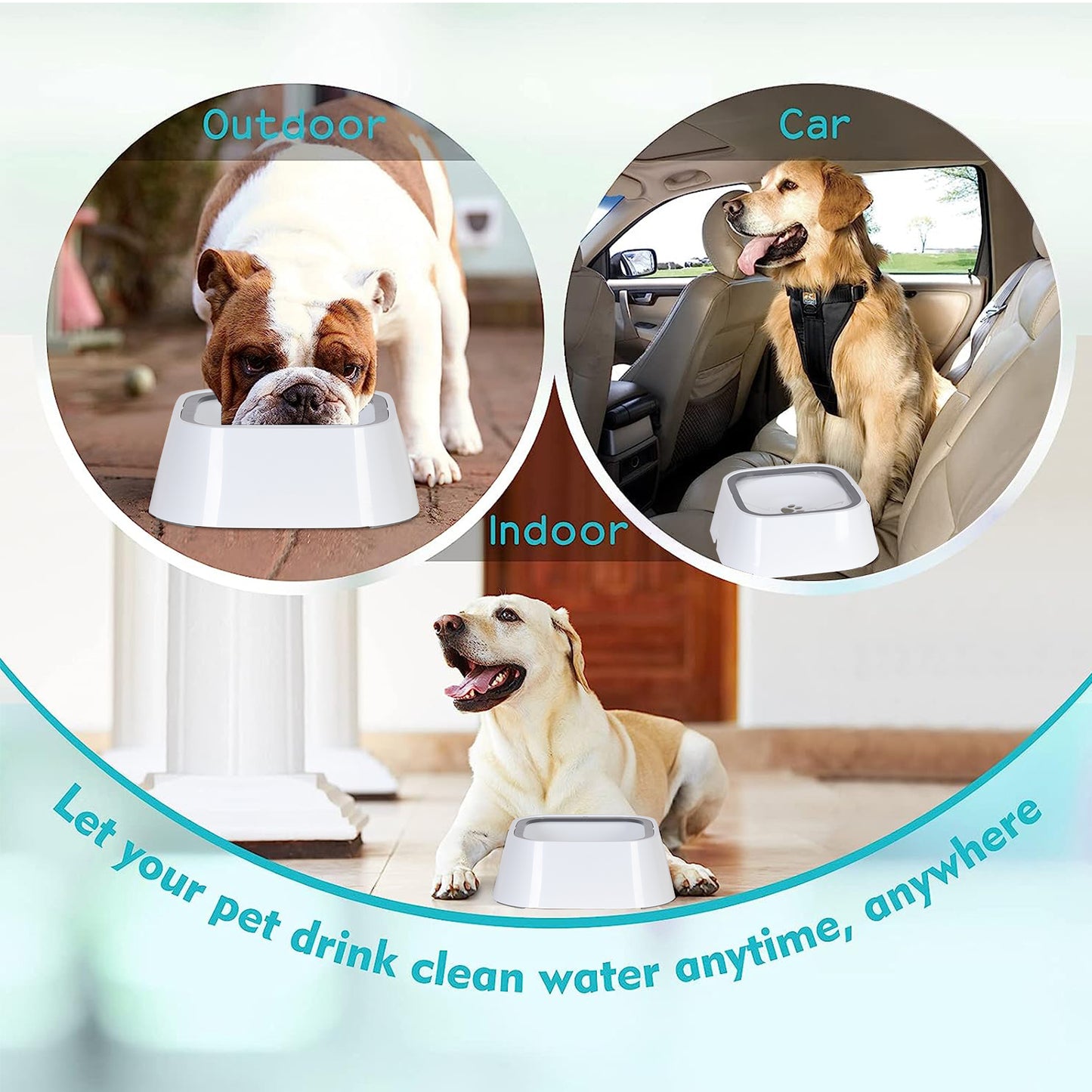 No-Spill Dog Water Bowl Pet Dog Water Bowl No Spill Splash-free Cat Slow Drinking Bowl with Waterproof Mat for Dogs and Cats