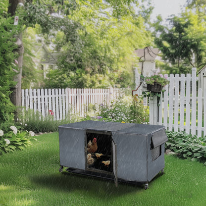 Metal Chicken Cage with Wheels, Elevated Indoor Chicken Cage, Heavy Duty Movable Iron Chicken Coop for Balcony, Patio, Small Pet Chickens and Quail