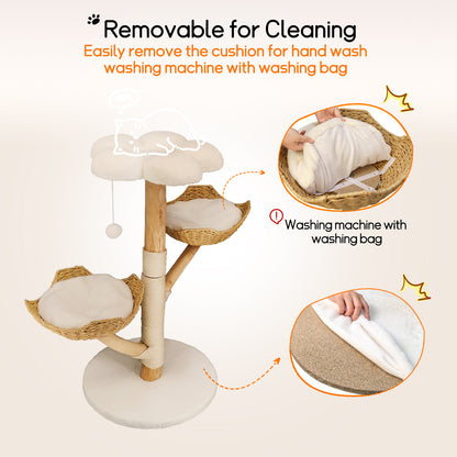 Cat Climbing Tree: Modern Cat Tree Activity Tower with Plush Cushion Sisal Scratching Post Cozy Kitten Play House for Multiple Cats