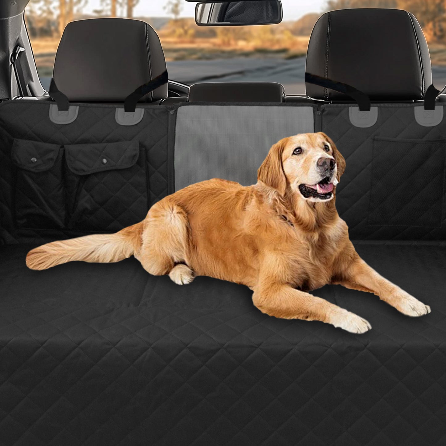 Back Seat Extender for Dogs: Versatile Dog Car Seat Cover for Back Seat with Pockets Hard Bottom - Waterproof, Scratch-Proof Dog Hammock for Cars (Holds 220 lbs)