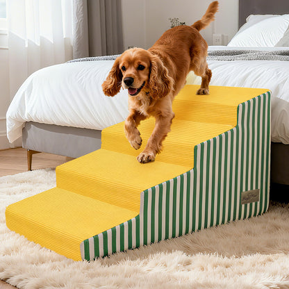 Pet Dog Stairs for High Beds: 3 Steps/ 4 Steps /5 Steps Bright Pet Stairs High-Density Foam Dog Ramp Step with Gentle Slope Safe for Sofas, for Puppies & Senior Pets