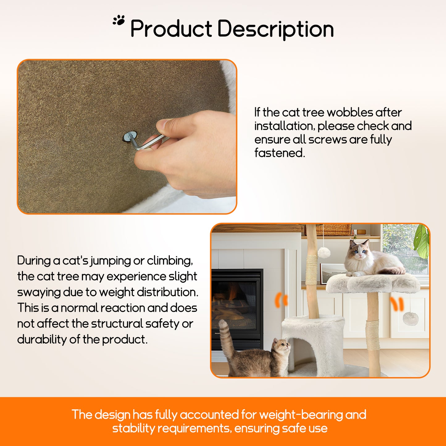 Cat Tree Tower for Indoor Cat Scratching Post Activity Tree Cat Condo Plush Cave