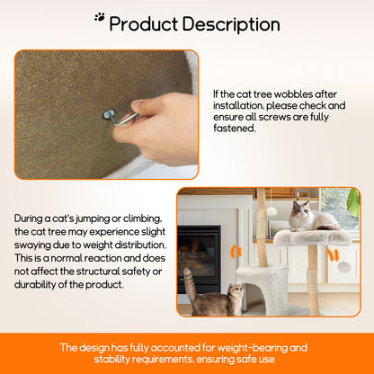 Cat Tree Tower for Indoor Cat Scratching Post Activity Tree Cat Condo Plush Cave