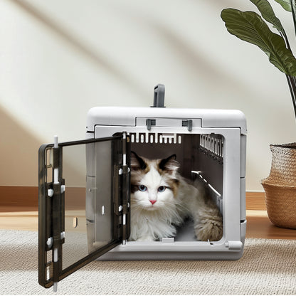 Portable Plastic Cat Kitten Travel Carrier Pet Carry Crate Collapsible Design