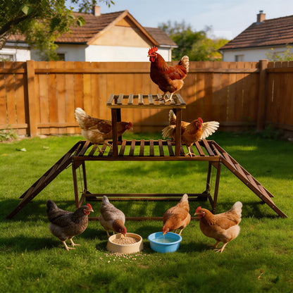 Chicken Perches Swing: Chicken Roosting Bars Wooden Chicken Climbing Frame with Swing & Ladder, Activity Play Toys for 8-10 Chickens, for Birds