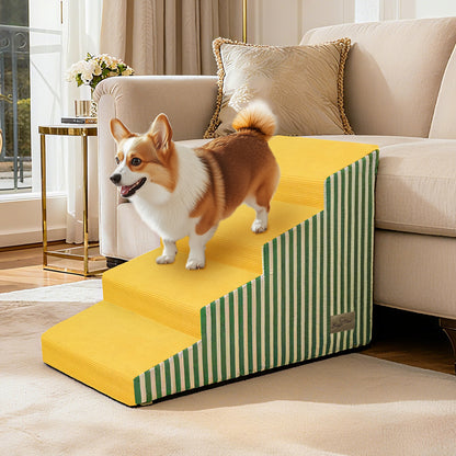 Pet Dog Stairs for High Beds: 3 Steps/ 4 Steps /5 Steps Bright Pet Stairs High-Density Foam Dog Ramp Step with Gentle Slope Safe for Sofas, for Puppies & Senior Pets