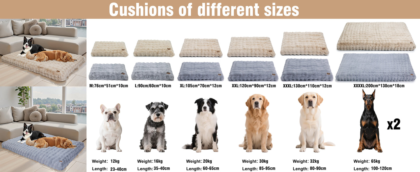 2025 Fluffy Dog Cat Bed: Deluxe Plush Dog Bed with Supportive Base Comfort Pet Sleeping Mat Crate Bed with Removable Cover for Different Sizes Dogs Breeds