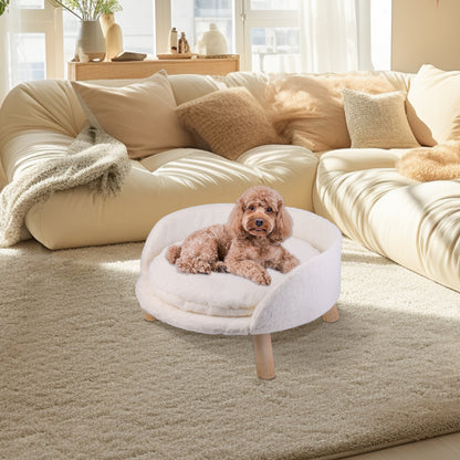 Luxury Pet Soft Warm Bed Wood Legs with Washable Cushion Pad