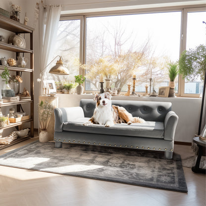 Luxury Large Dog Bed Pet Snuggle Sofa with Microfiber Leather Upholstered Sofa Bed