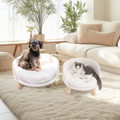 Luxury Pet Soft Warm Bed Wood Legs with Washable Cushion Pad