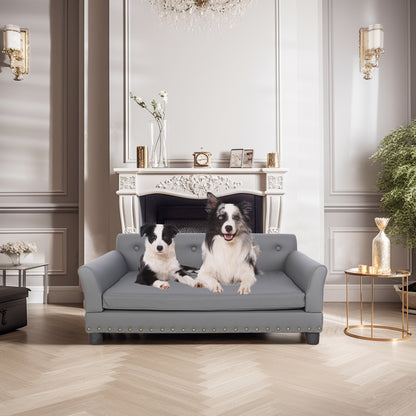 Luxury Large Dog Bed Pet Snuggle Sofa with Microfiber Leather Upholstered Sofa Bed