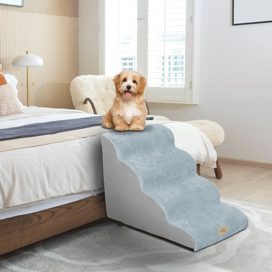 High Density Foam Dog Stairs For High Bed Sofa, 3/4/5 Steps Stairs Washable Cover
