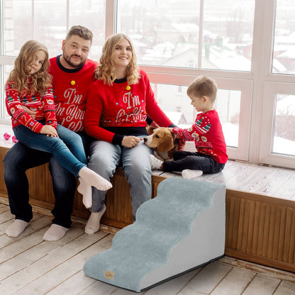 High Density Foam Dog Stairs For High Bed Sofa, 3/4/5 Steps Stairs Washable Cover