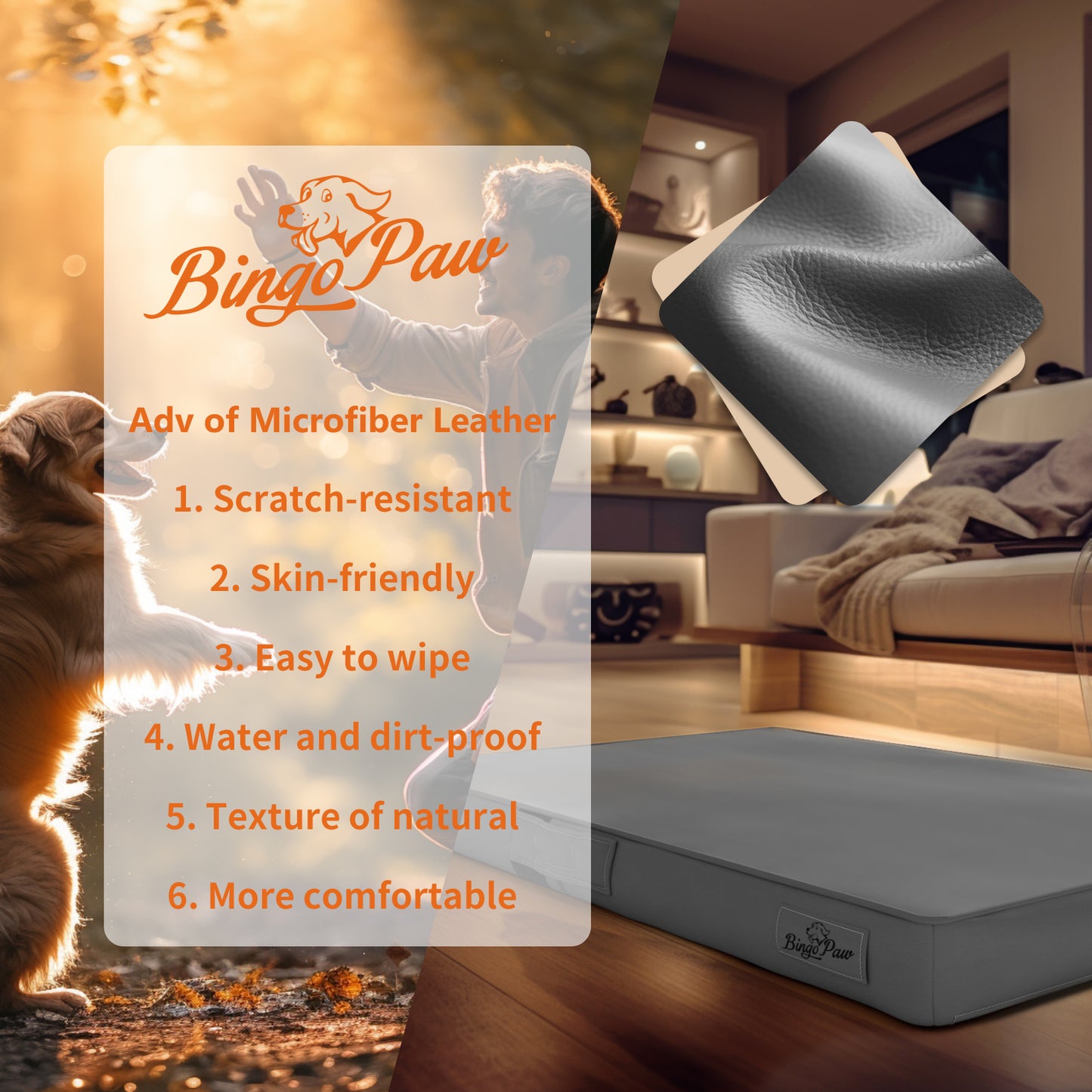 Innovative Pet Bed: Waterproof Dog Pet Pillow Bed Microfiber Leather Orthopedic 3D Superfiber Cushion Foldable Washable